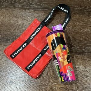 NWT Starbucks tumbler shae Anthony she x this Colorful Graphic 24 oz with bag